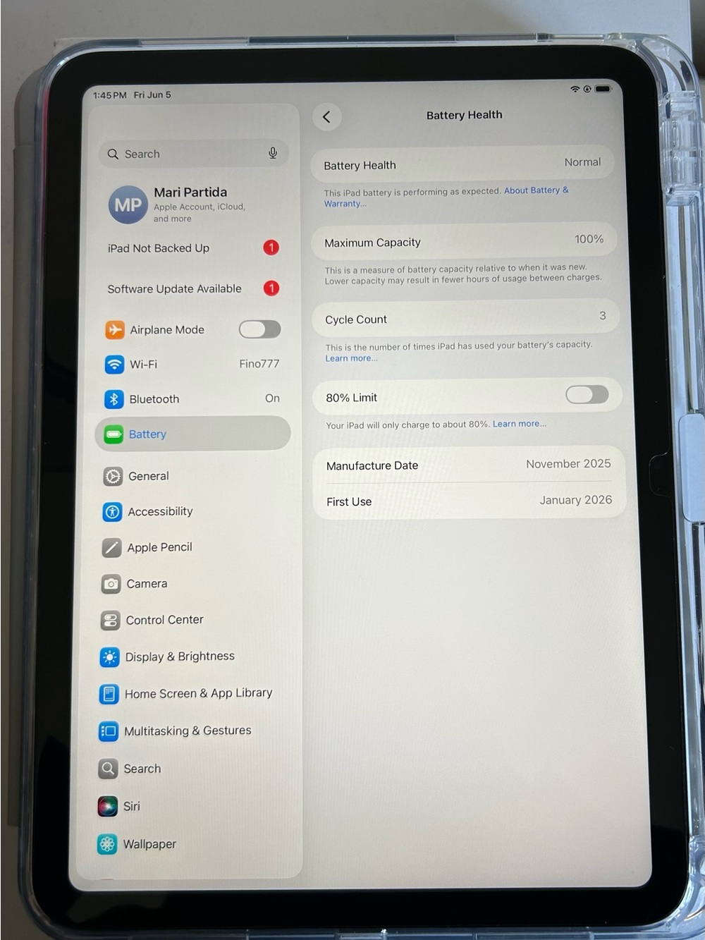 Apple iPad A16 128GB Wi-Fi Silver 11” w/ Original Box + Charger | Like New